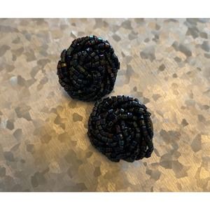 Black Beaded Clip-on Earrings